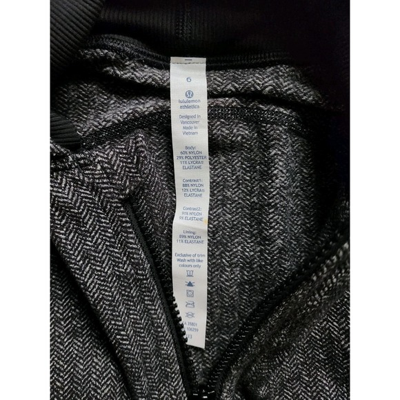Lululemon Jacket Daily Practice Women's Size 6 Pique Black White Yoga Full Zip - Picture 8 of 9